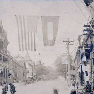 Downtown Slatington with World War I Flags